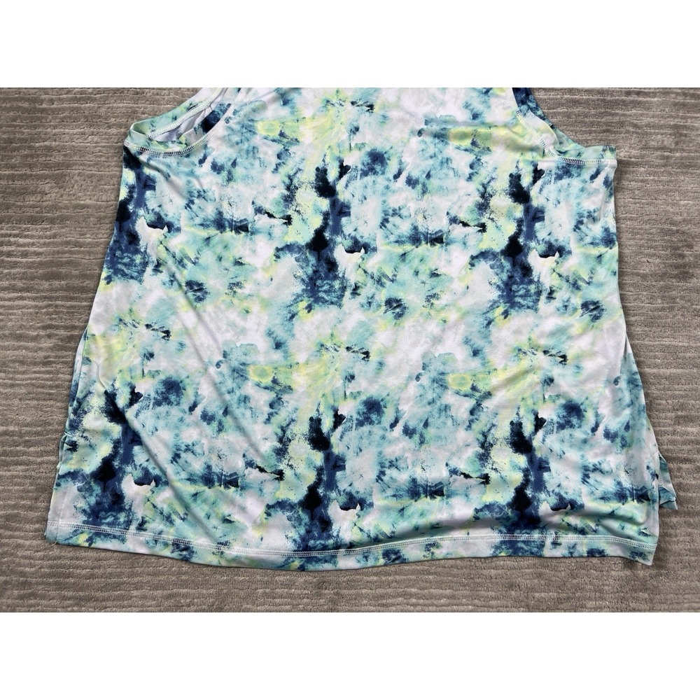 Livi Active Women's Tie-Dye Tank Top in Blue, Aqua, Navy, Lime - Picture 8 of 10
